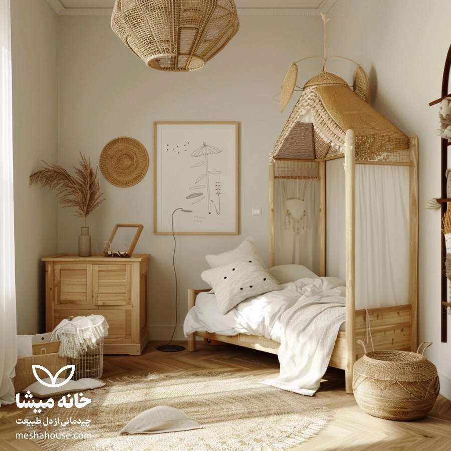 دکوراسیون اتاق کودک با استفاده از وسایل حصیری و چوبی 4 image 1 1