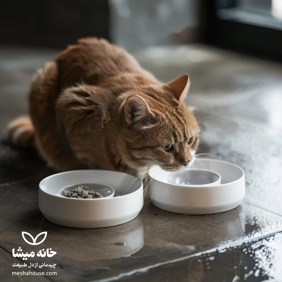 چگونه ظرف مناسب برای آب و غذای گربه و سگ خود انتخاب کنیم؟ 14 محل قرار گرفتن ظرف گربه 1 1