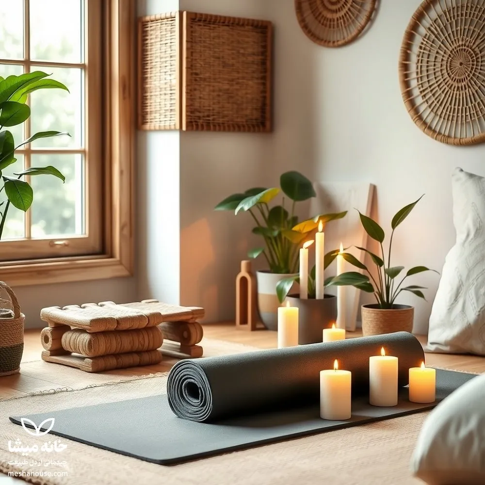 ایجاد یک کنج دنج برای مدیتیشن با استفاده از وسایل چوبی و حصیری 13 44444