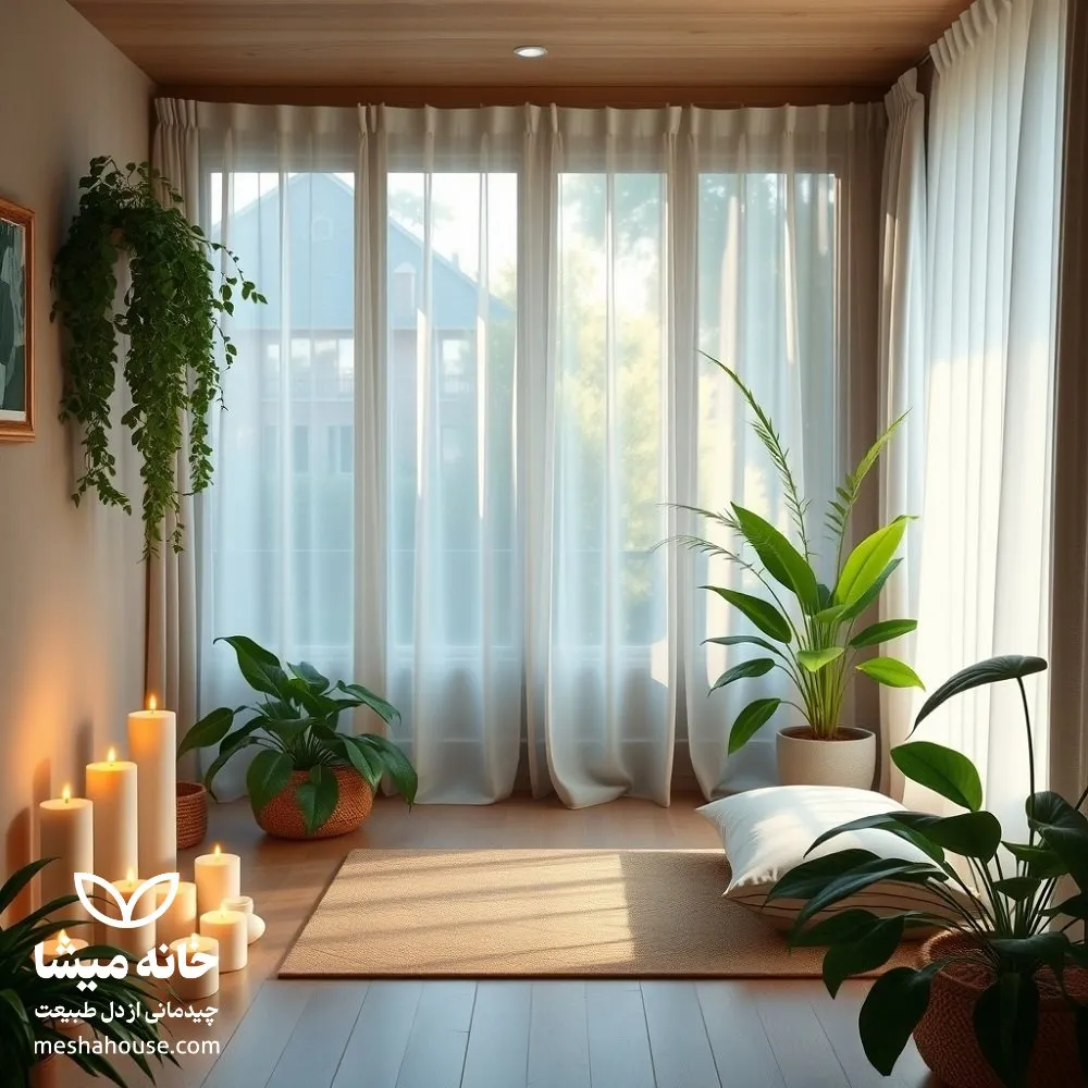ایجاد یک کنج دنج برای مدیتیشن با استفاده از وسایل چوبی و حصیری 1 636