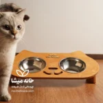 ظرف غذای گربه چوبی ژاژا + نام گربه‌تون - تصویر 5