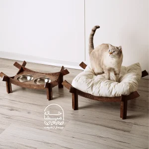 تخت خواب گربه با بالشتک قابل شستشو از جنس پارچه کتان